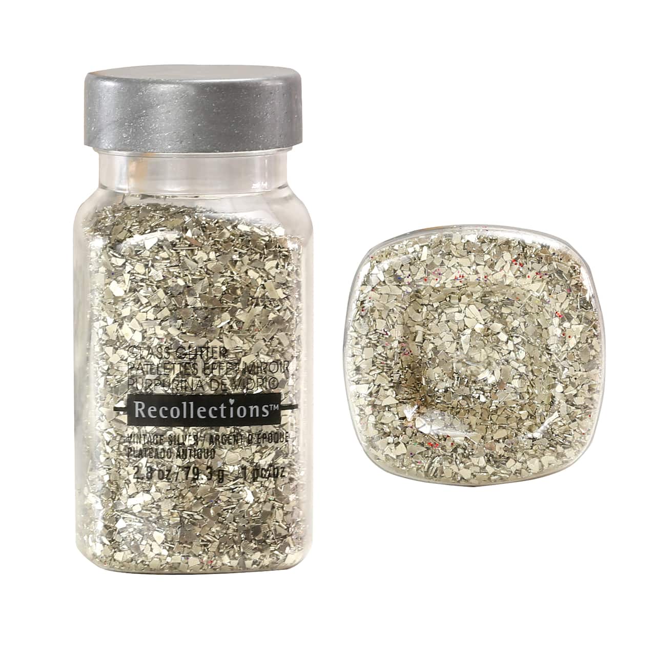 Recollections Vintage Glass Silver Glitter - Each